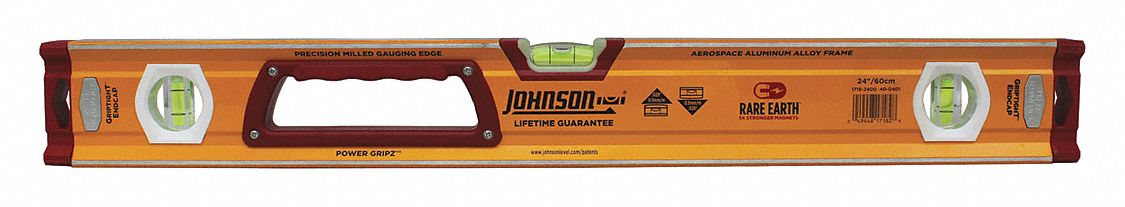 JOHNSON BOX LEVEL,ALUMINUM,24IN L,YLLW,4 MAGNETS - 12854 - WWG48FX38 ...