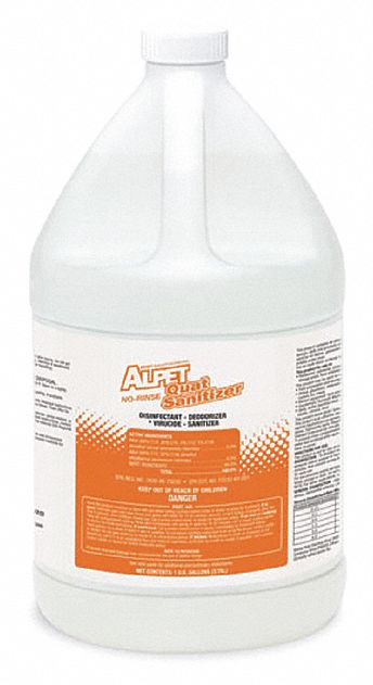 Disinfectant and Sanitizer: Jug, Concentrated, Liquid, Quat, Unscented, 4 PK