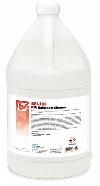 Bathroom Cleaner: Jug, 1 gal Container Size, Ready to Use, Liquid, 4 PK