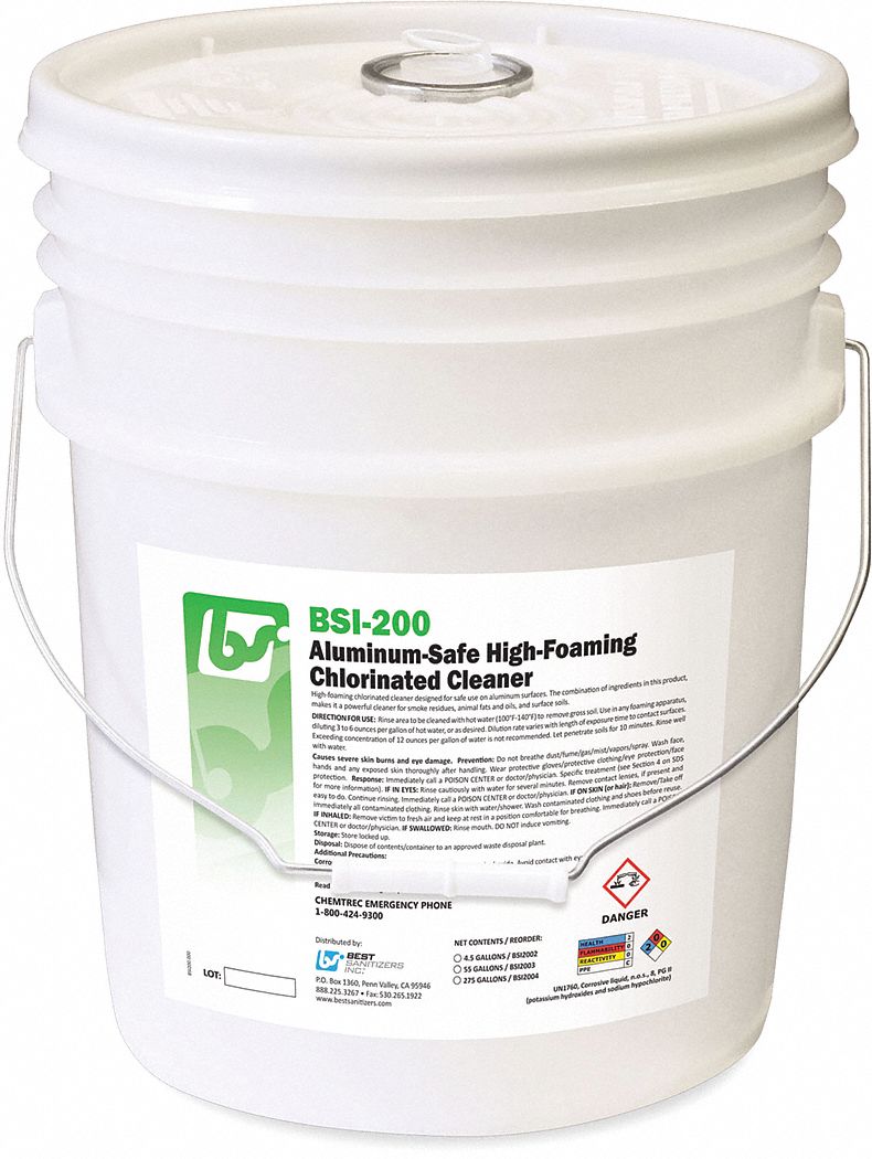 BEST SANITIZERS, INC. Chlorinated Cleaner, 5 gal, Bucket, Foam, Primary