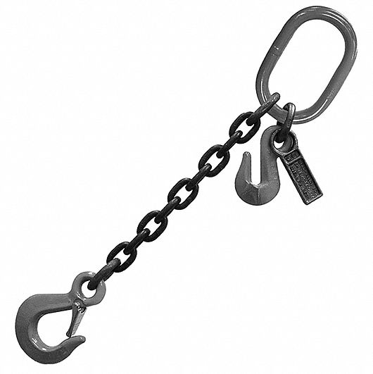 3/8" x 15' Grade 80 Lifting Chain Sling Grab Hook Safety Latch 7,100 lbs Tagged 