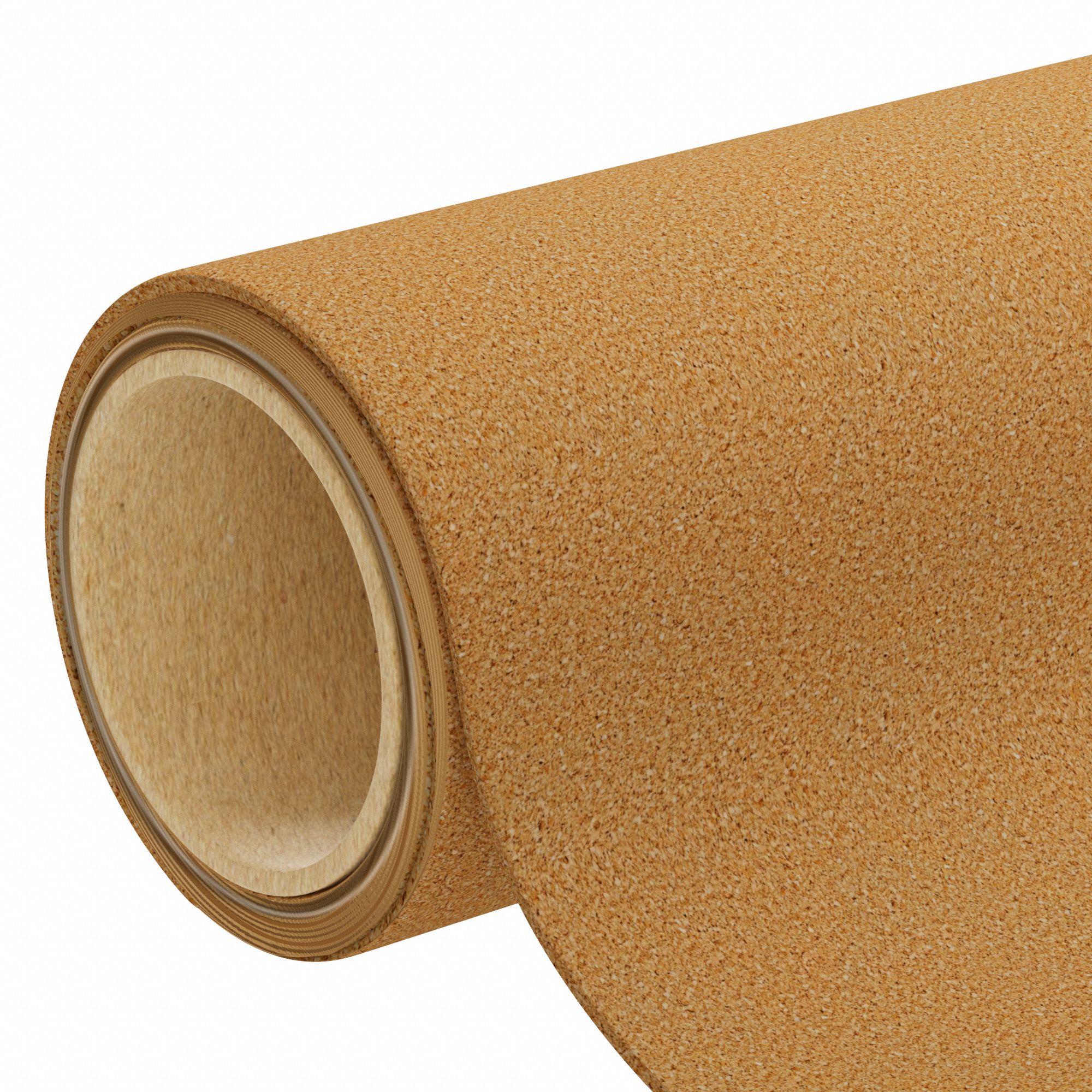 Cork, Roll: Cork, 8 ft Lg, 4 ft Wd, 1/8 in Thick, Plain Backing Plain Backing, Fine Grain Size, Tan