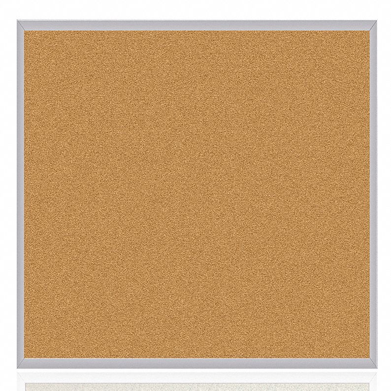 Bulletin Board: Cork, Wall Mounted, 48 1/2 in Overall Ht, 48 1/2 in Overall Wd, Natural