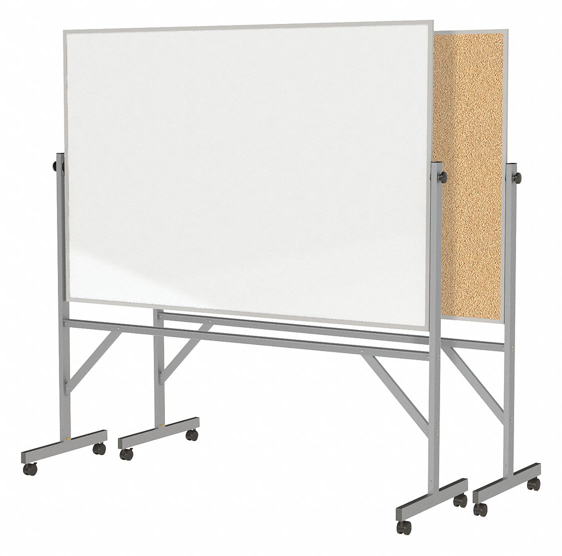 Dry Erase Board: Cork Bulletin Board, 78 in Overall Ht, 72 in Overall Wd, Mobile/Casters