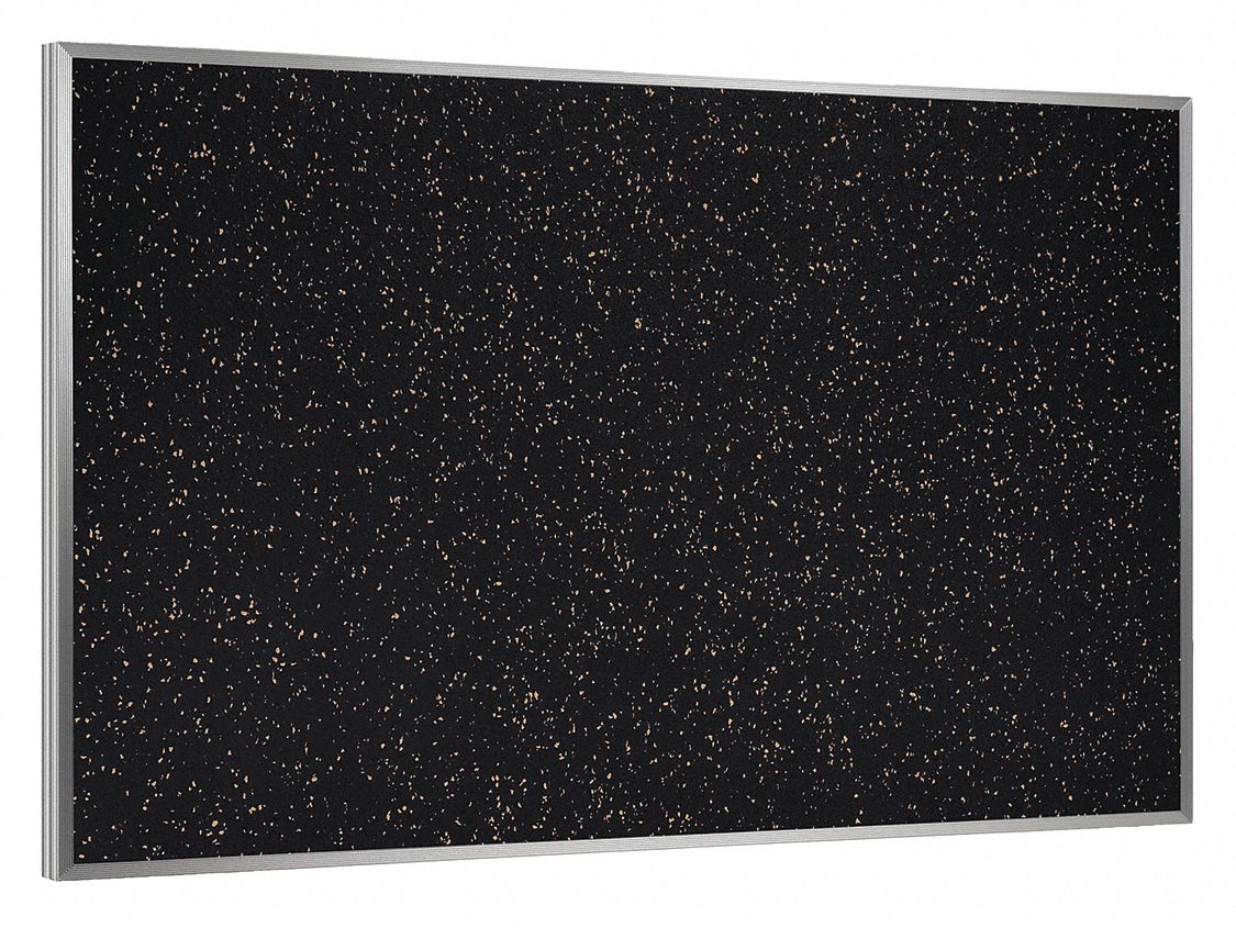 Bulletin Board: Recycled Rubber, Wall Mounted, 36 in Overall Ht, 46 1/2 in Overall Wd, Silver