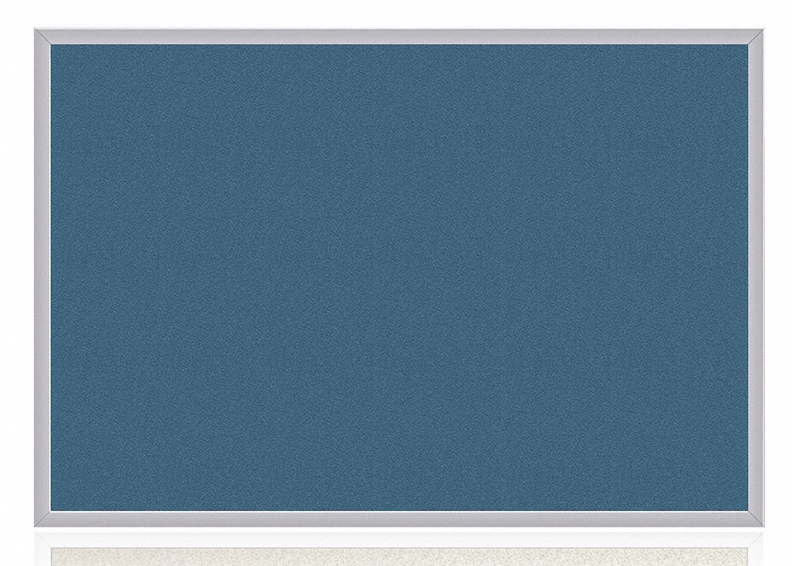 Bulletin Board: Vinyl, Wall Mounted, 48 1/2 in Overall Ht, 120 1/2 in Overall Wd, Blue, Silver
