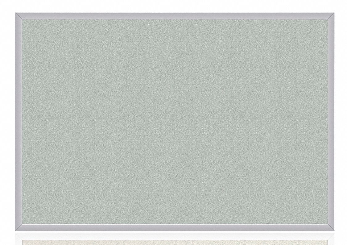 Bulletin Board: Vinyl, Wall Mounted, 48 1/2 in Overall Ht, 144 1/2 in Overall Wd, Gray, Silver