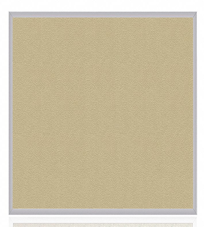 Bulletin Board: Vinyl, Wall Mounted, 48 1/2 in Overall Ht, 48 1/2 in Overall Wd, White, Silver