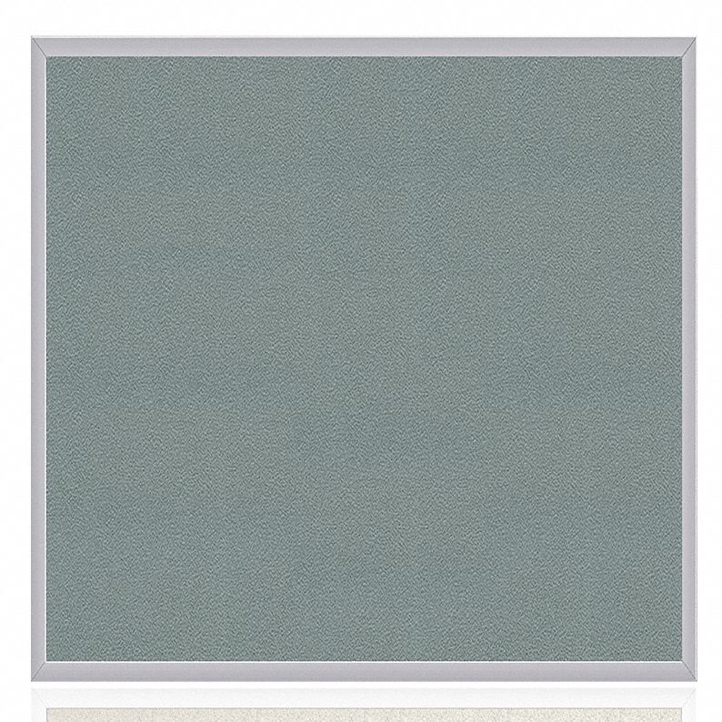 Bulletin Board: Vinyl, Wall Mounted, 48 1/2 in Overall Ht, 48 1/2 in Overall Wd, Gray, Silver