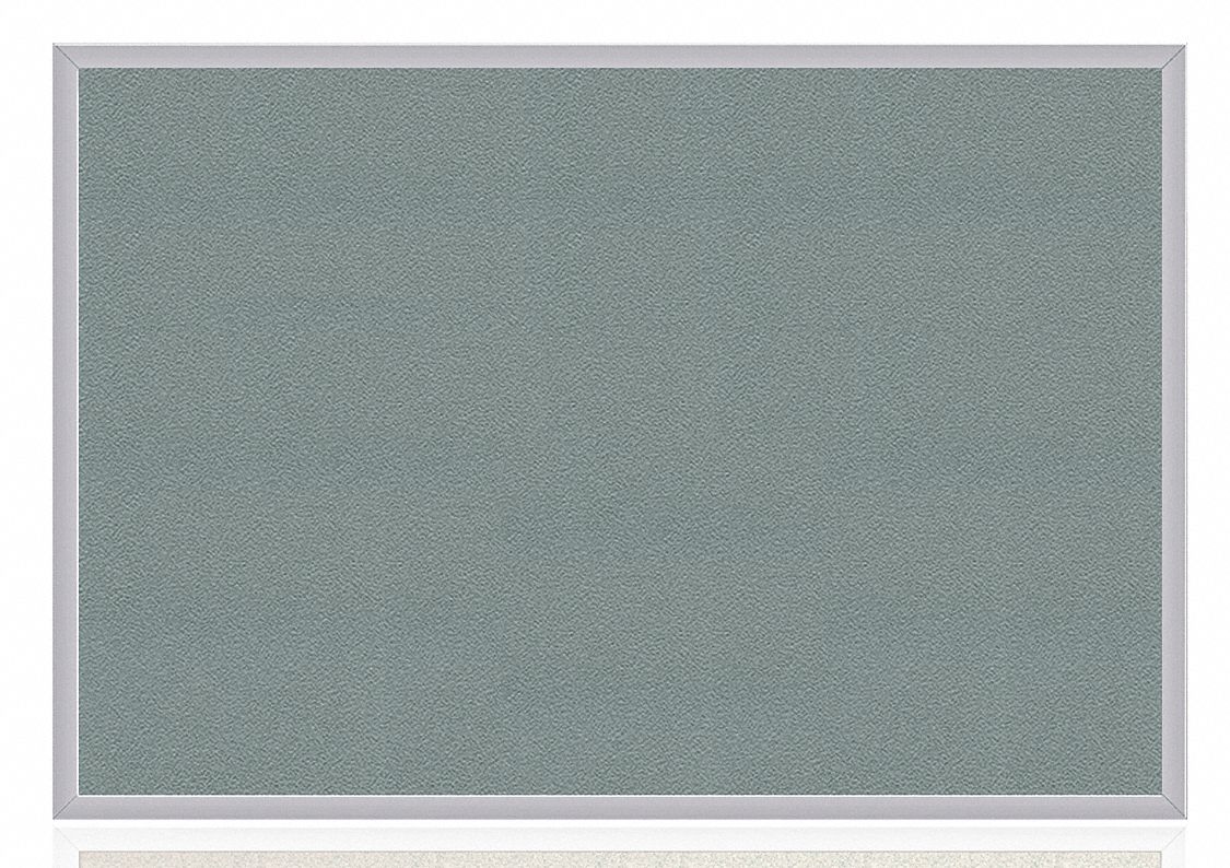 Bulletin Board: Vinyl, Wall Mounted, 48 1/2 in Overall Ht, 72 1/2 in Overall Wd, Gray, Silver