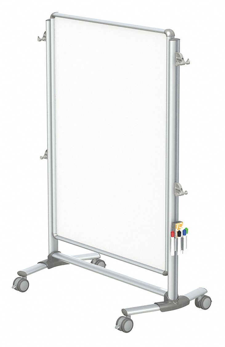 Dry Erase Board: 57 in Overall Ht, 40 in Overall Wd, Porcelain, Porcelain, Not Adj, White