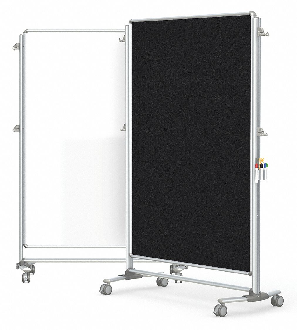 Mobile/Casters, 76 1/8 in Dry Erase Ht, Dry Erase Board 48GD54