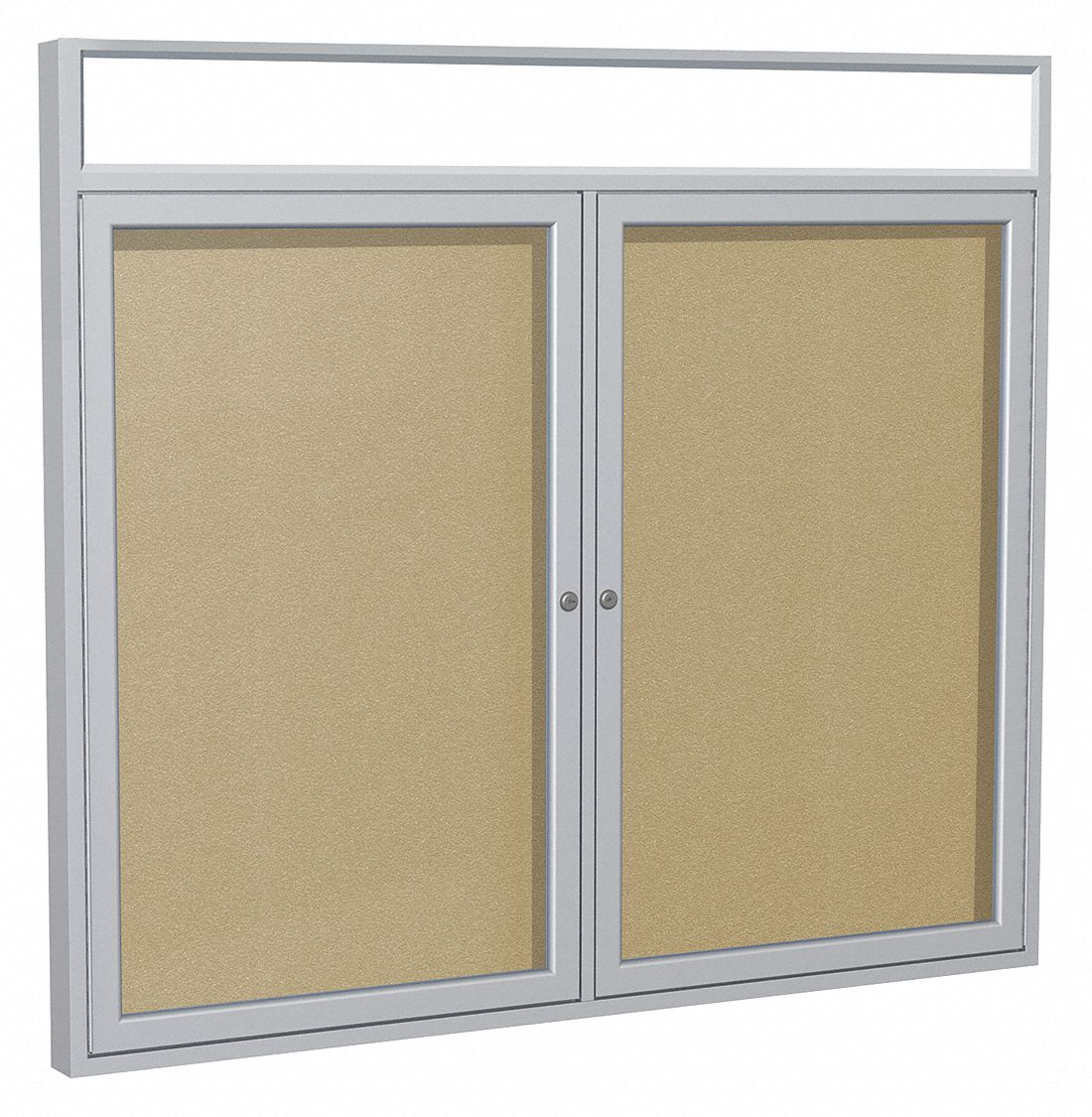 Enclosed Bulletin Board: Swing Door, 36 in Overall Ht, 48 in Overall Wd, Brown, Wall Mounted