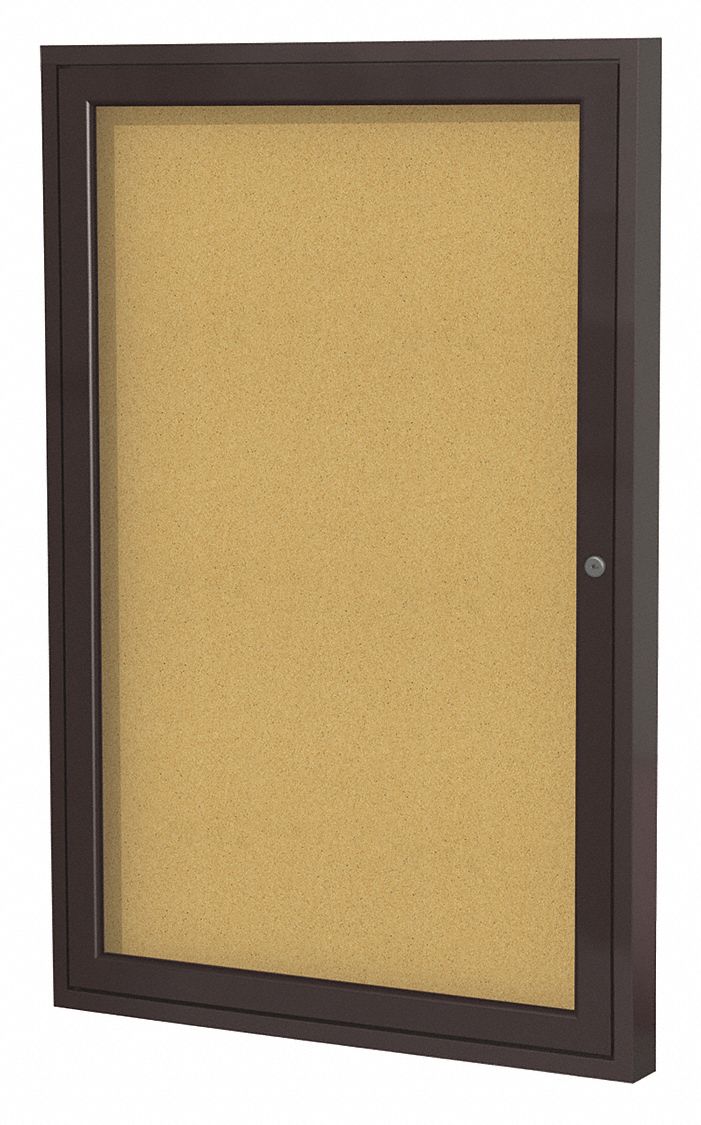 GHENT Push-Pin Indoor Enclosed Bulletin Board, Cork/Fiberboard, 36 inH ...