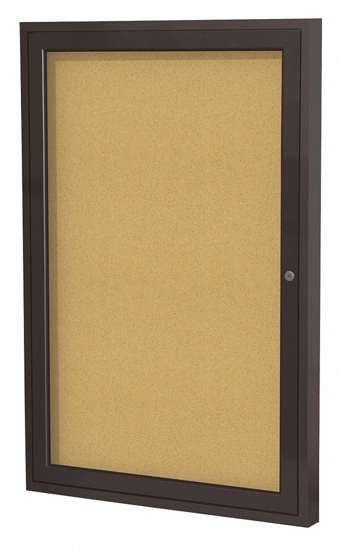 GHENT PushPin Indoor Enclosed Bulletin Board, Cork/Fiberboard, 36 inH