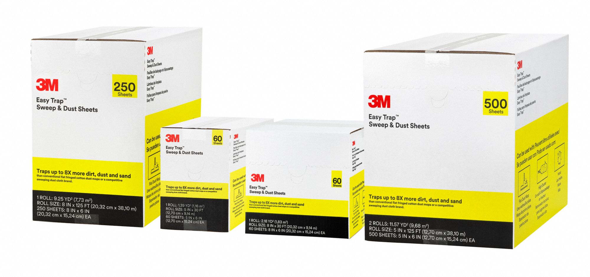3M 55655W Easy Trap Sweep & Dust Sheets 2-125' rolls 5"x6" 500 Sheets 