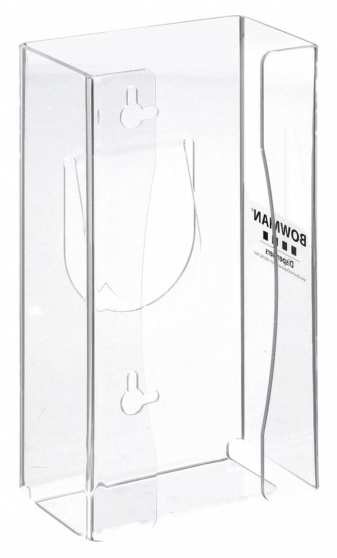 Glove Dispenser: PETG, 5 1/8 in Overall Wd, 9 1/8 in Overall Ht, 3 in Overall Dp