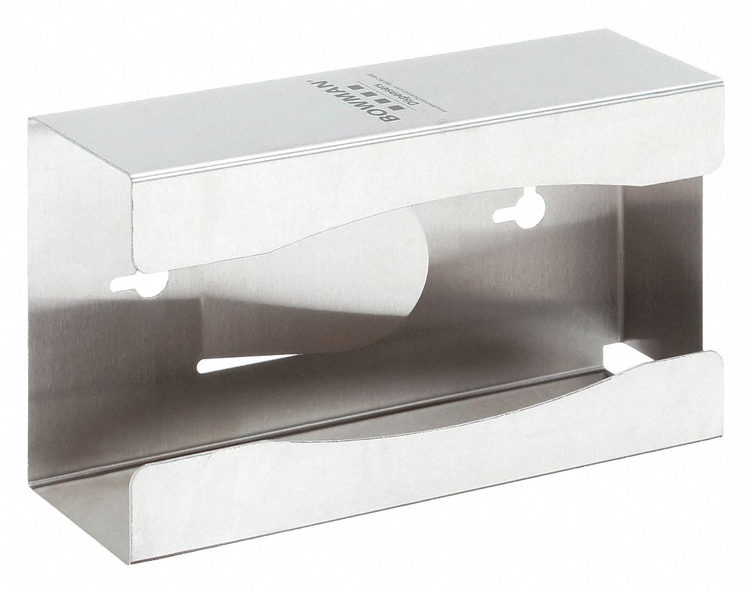 GLOVE BOX DISPENSER, 1 BOX, STAINLESS STEEL, SILVER, LEFT LOAD/RIGHT LOAD/TOP LOAD