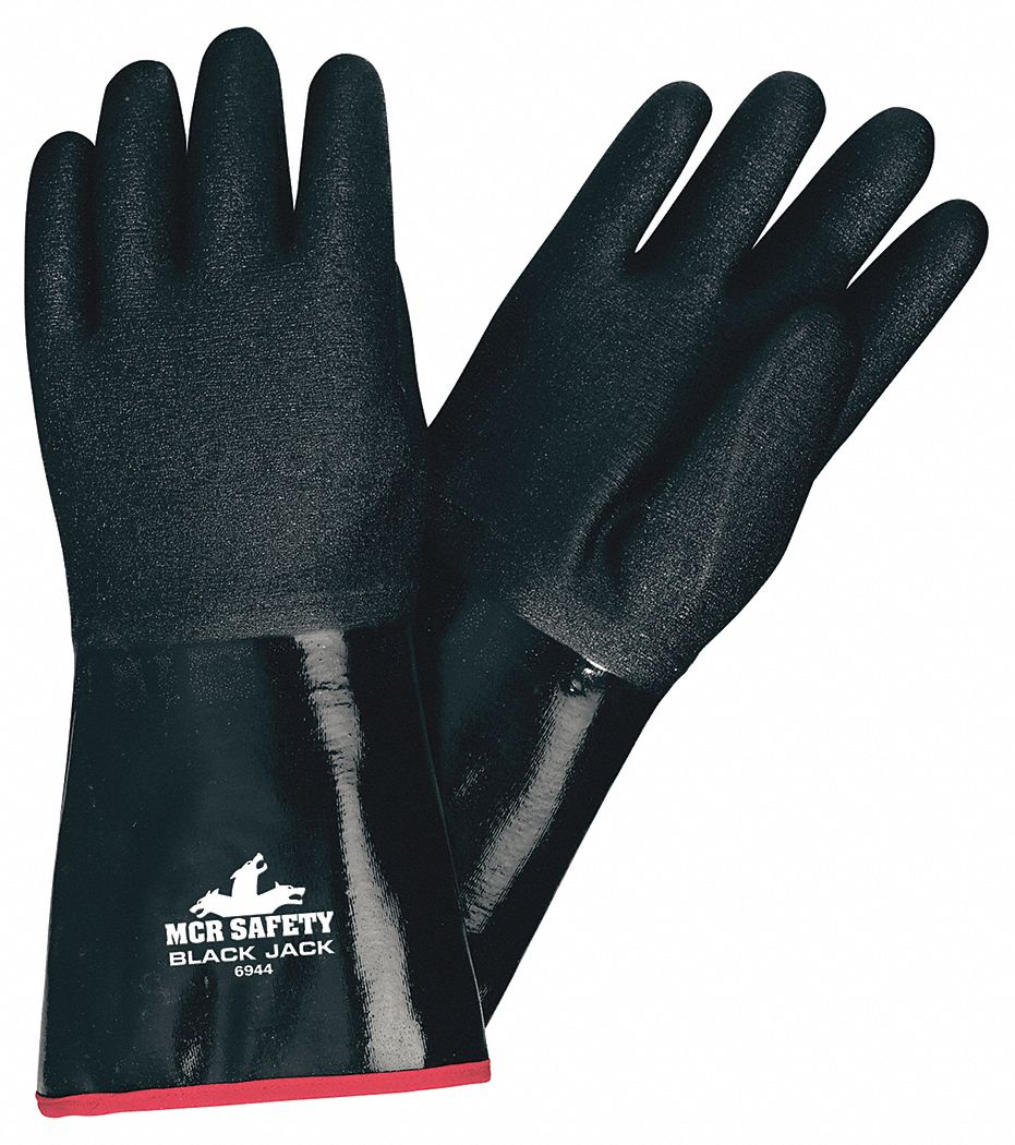 CHEMICAL RESISTANT GLOVES, 14 IN LENGTH, SMOOTH, L, BLACK, BLACKJACK, NEOPRENE