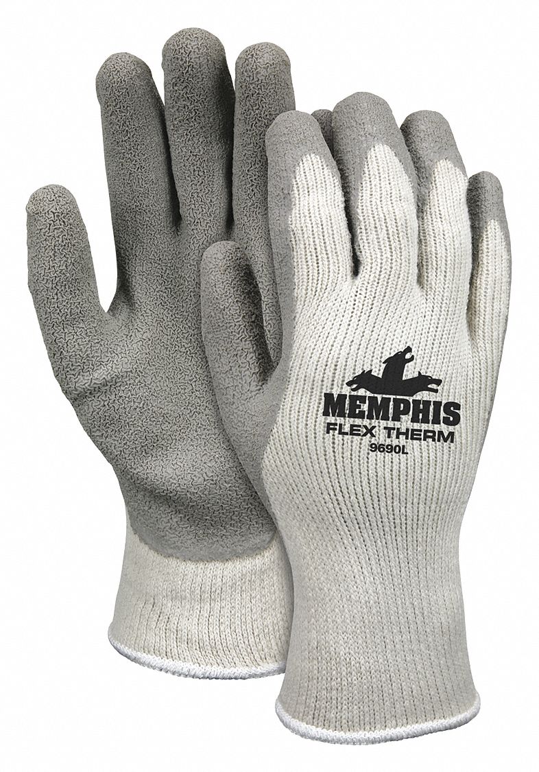 COATED GLOVES, M (8), LATEX, PALM, ANSI ABRASION LEVEL 4, FULL FINGER, KNIT CUFF