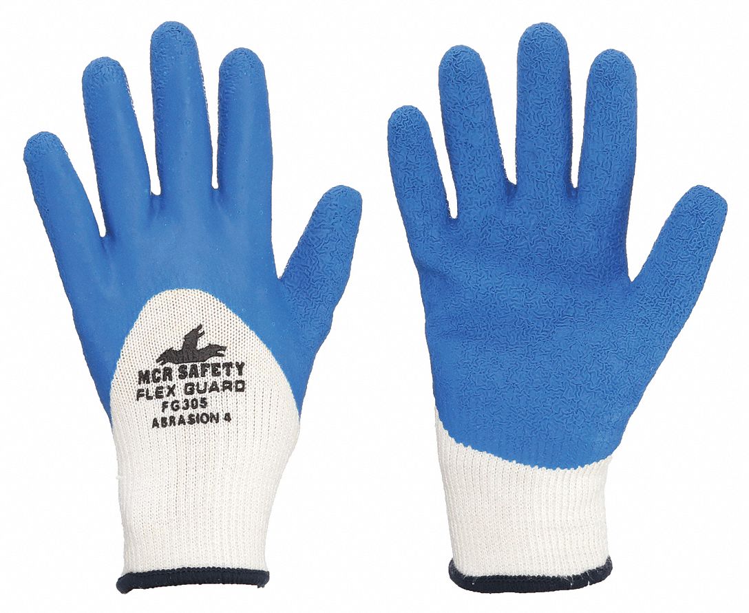 COATED GLOVES, S (7), ROUGH, LATEX, ¾ DIPPED, ANSI ABRASION LEVEL 3, KNIT CUFF