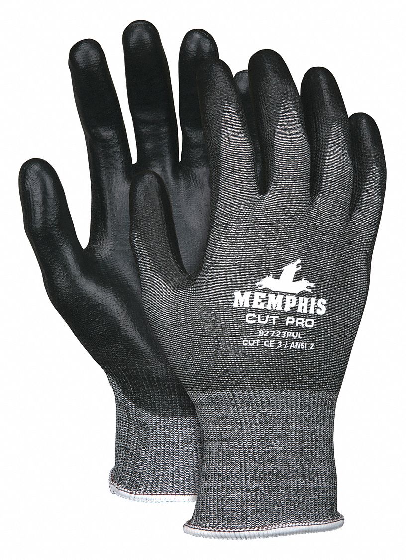 MCR SAFETY Coated Gloves: XL ( 10 ), ANSI Cut Level A2, Palm, Dipped ...