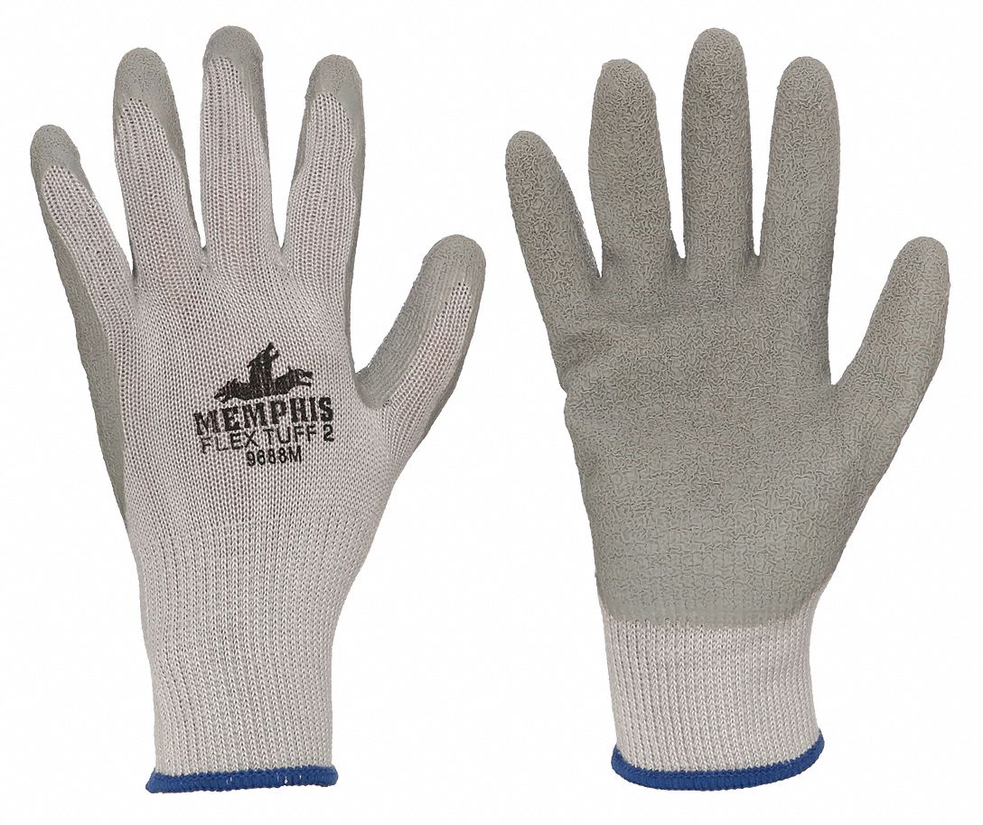 COATED GLOVES,LATEX/COTTON/PES,S,GREY,PR