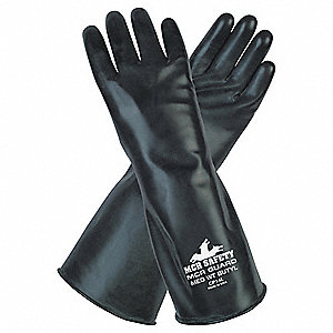 CHEMICAL RESISTANT GLOVES, 14 MIL, 14 IN LENGTH, SMOOTH, XL, BLACK