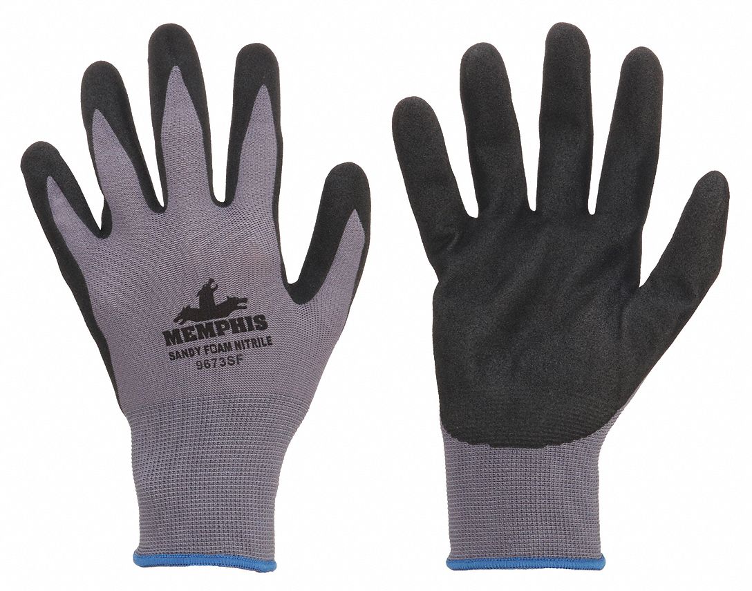 Coated Gloves: 2XL ( 11 ), Rough, Foam Nitrile, Palm, Dipped, ANSI Abrasion Level 4, 1 PR