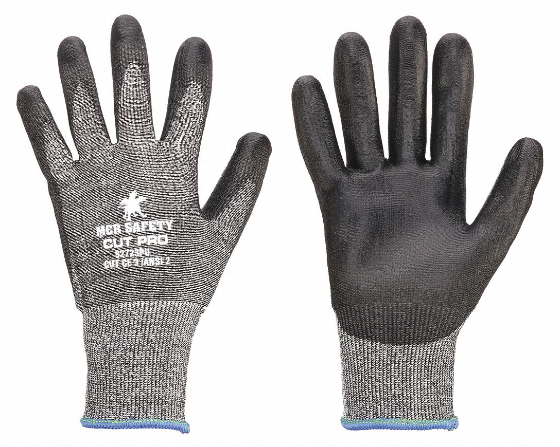 COATED GLOVES,PUR/HPPE,2XL,BLACK,PR