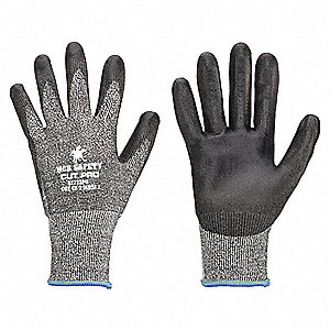 COATED GLOVES, S (7), ANSI CUT LEVEL A2, DIPPED PALM, PUR, SMOOTH, GREY