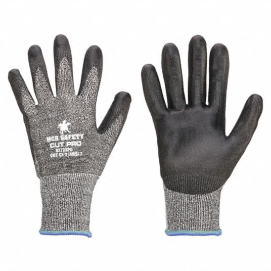 Smooth Polyurethane-Coated Black Seamless HPPE Cut Resistant Gloves