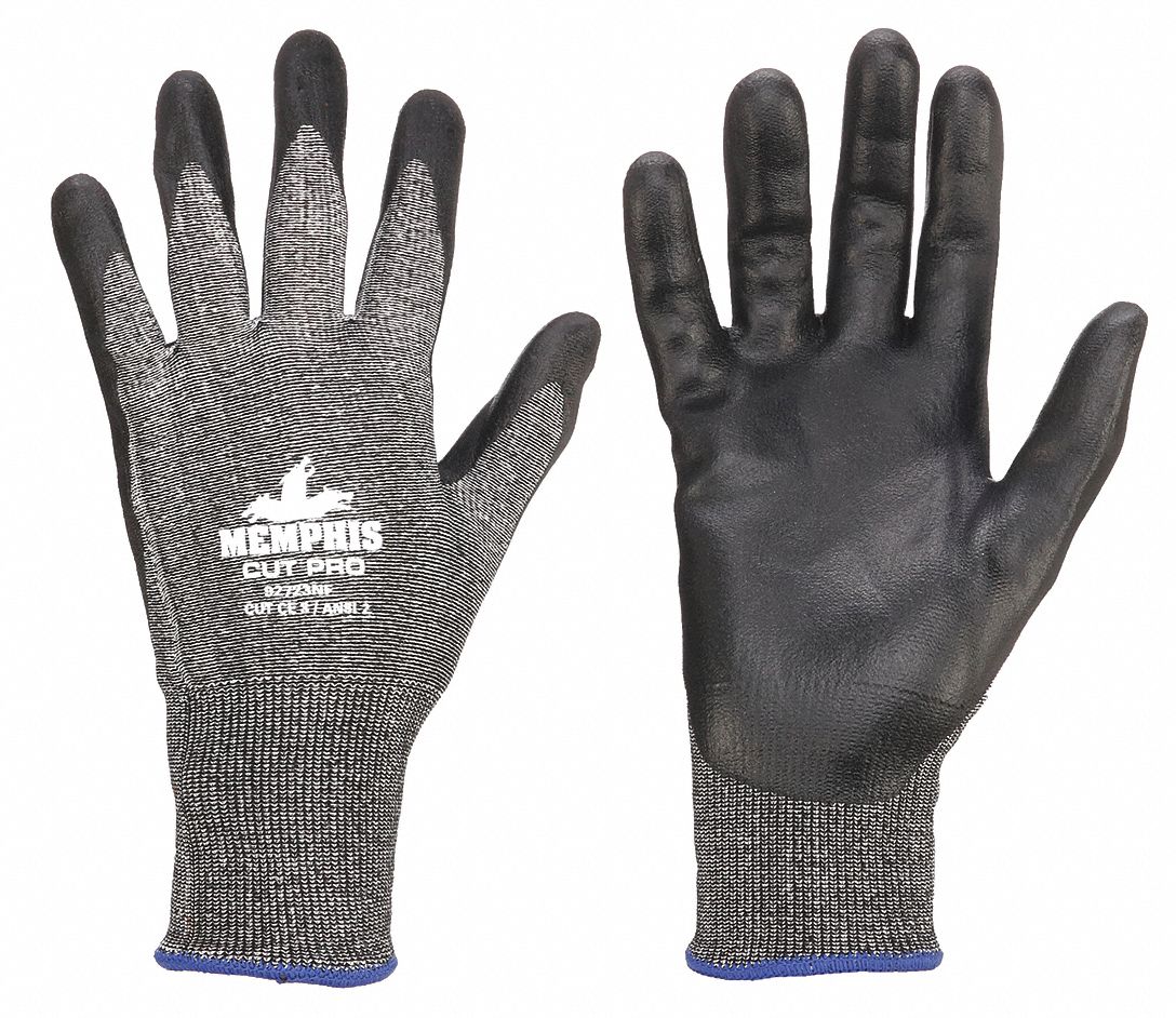 GANTS ENDUITS, G(7), NIVEAU DE COUPE ANSI A2, PAUME TREMP&Eacute;E, MOUSSE NITRILE, LISSE, GRIS