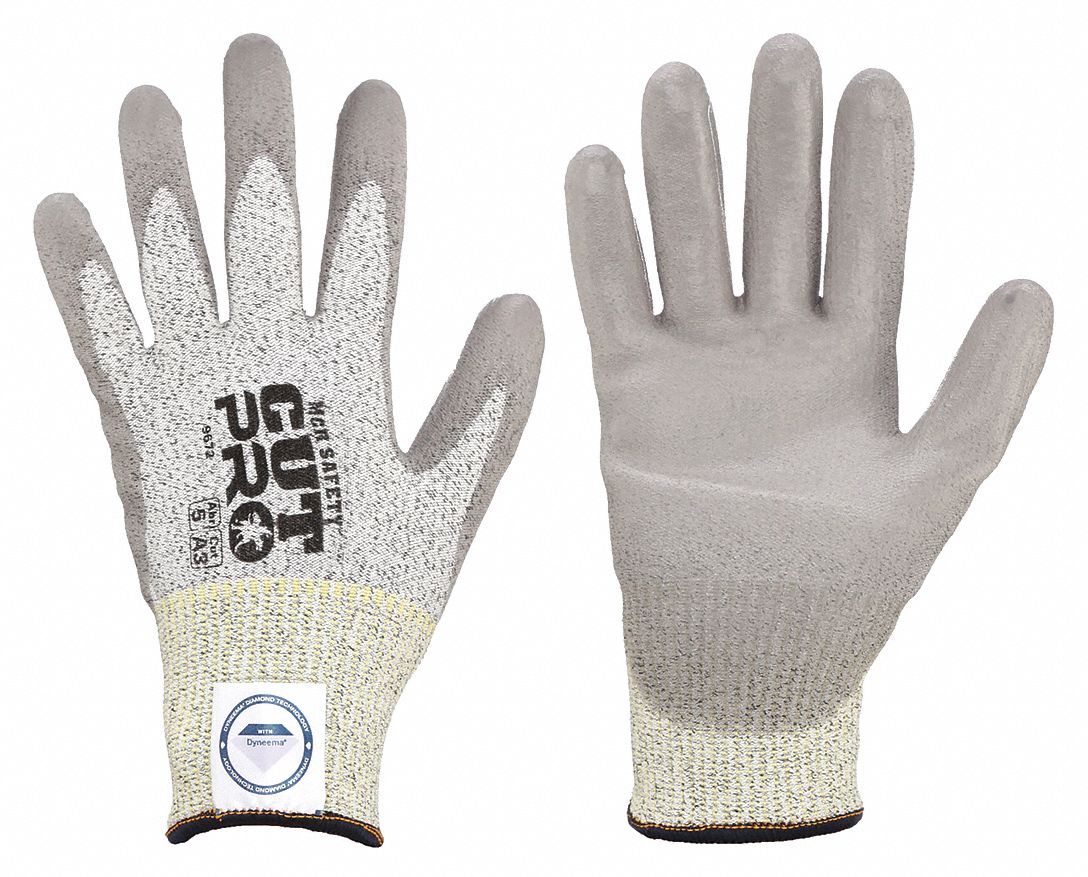 COATED GLOVES,PUR,HPPE,M,GREY,PR