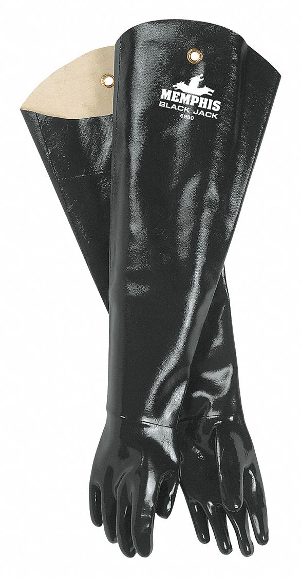 MCR SAFETY Chemical Resistant Gloves 31 in Glove Lg, Smooth, Black