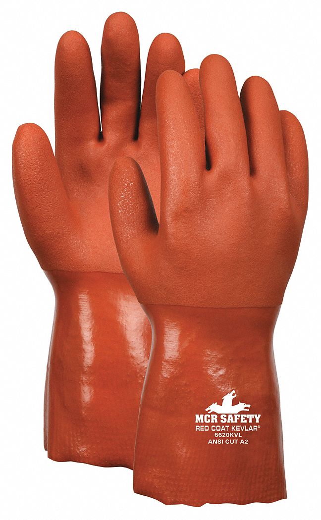 CHEMICAL RESISTANT GLOVES, ANSI/ISEA CUT LEVEL A2, 12 IN LENGTH, RED, XL, 12 PK