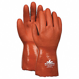 CHEMICAL RESISTANT GLOVES, ANSI/ISEA CUT LEVEL A2, 12 IN LENGTH, RED, L, 12 PK