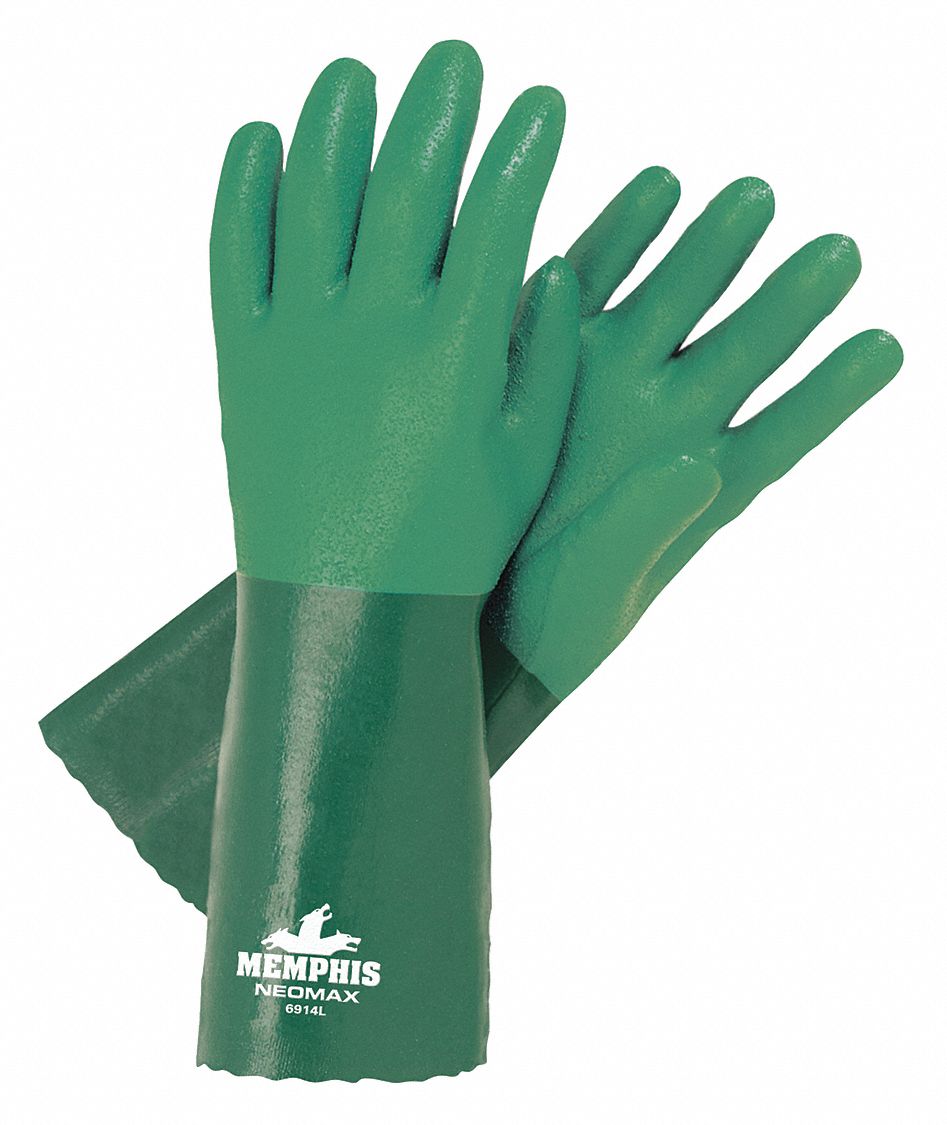 MCR SAFETY Chemical Resistant Gloves, L, Glove Materials Neoprene, 1 PR