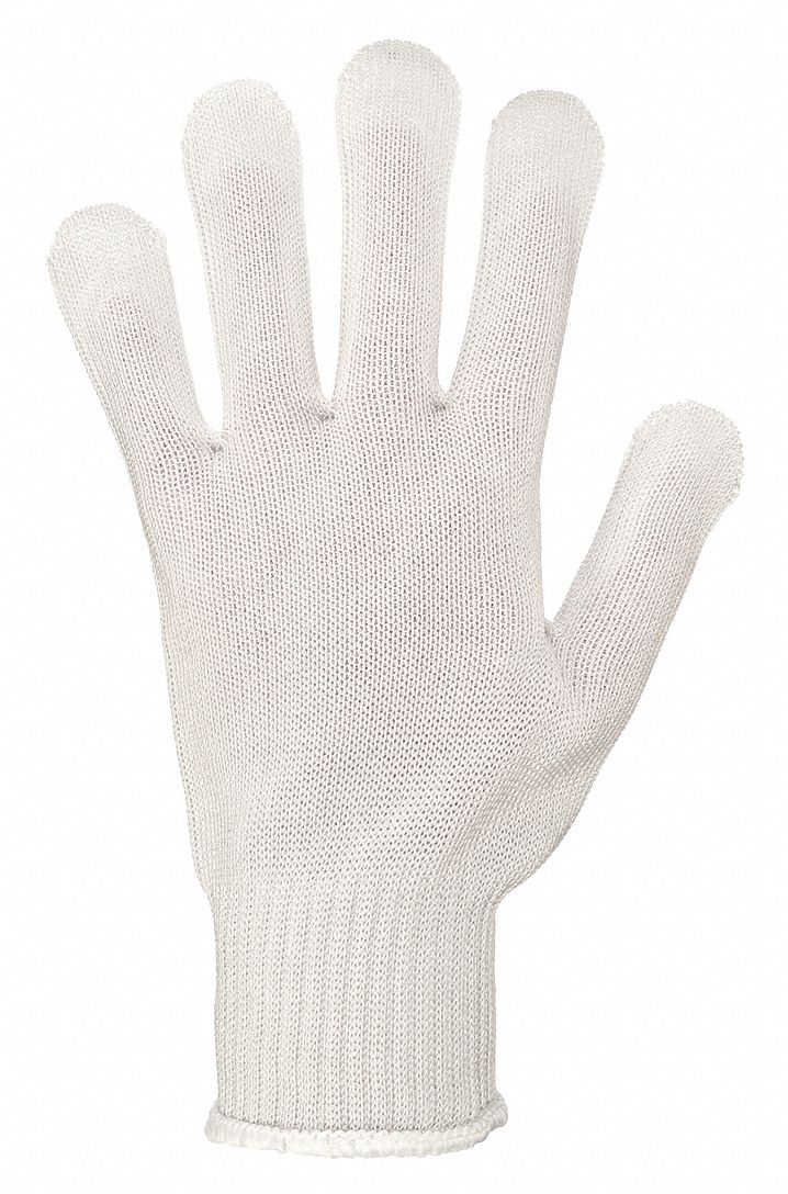 COATED GLOVE, L (9), ANSI CUT LEVEL A6, UNCOATED, POLYESTER, 10 GA, WHITE