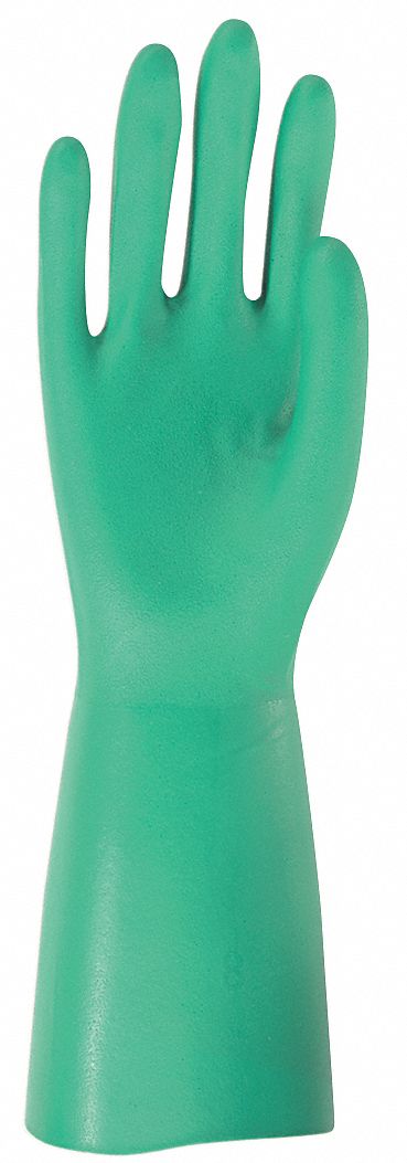 CHEMICAL RESISTANT GLOVES, 11 MIL, 13 IN LENGTH, XL, GREEN, 12 PK