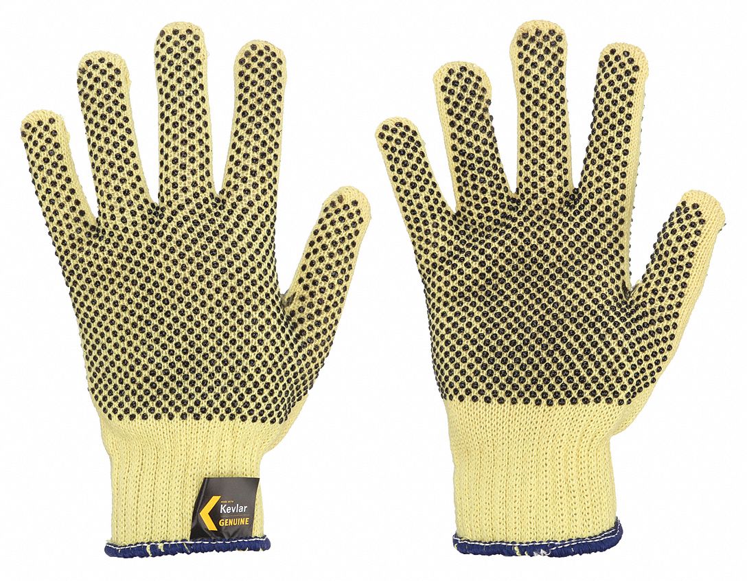COATED GLOVES, S (7), ANSI CUT LEVEL A3 DOTTED, PVC, KEVLAR, 7 GA, 12 PK