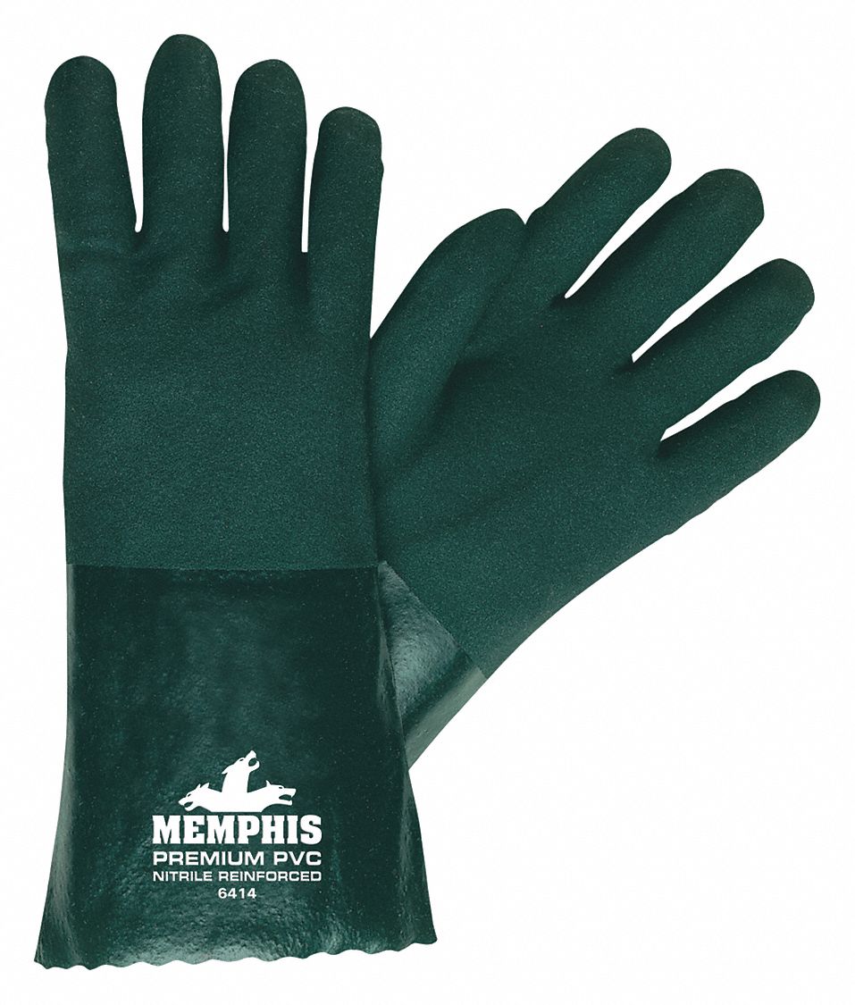 GANTS RÉSISTANTS AUX PRODUITS CHIMIQUES,14PO DE LONG,GRAIN,G,VERT,6414,12PQT