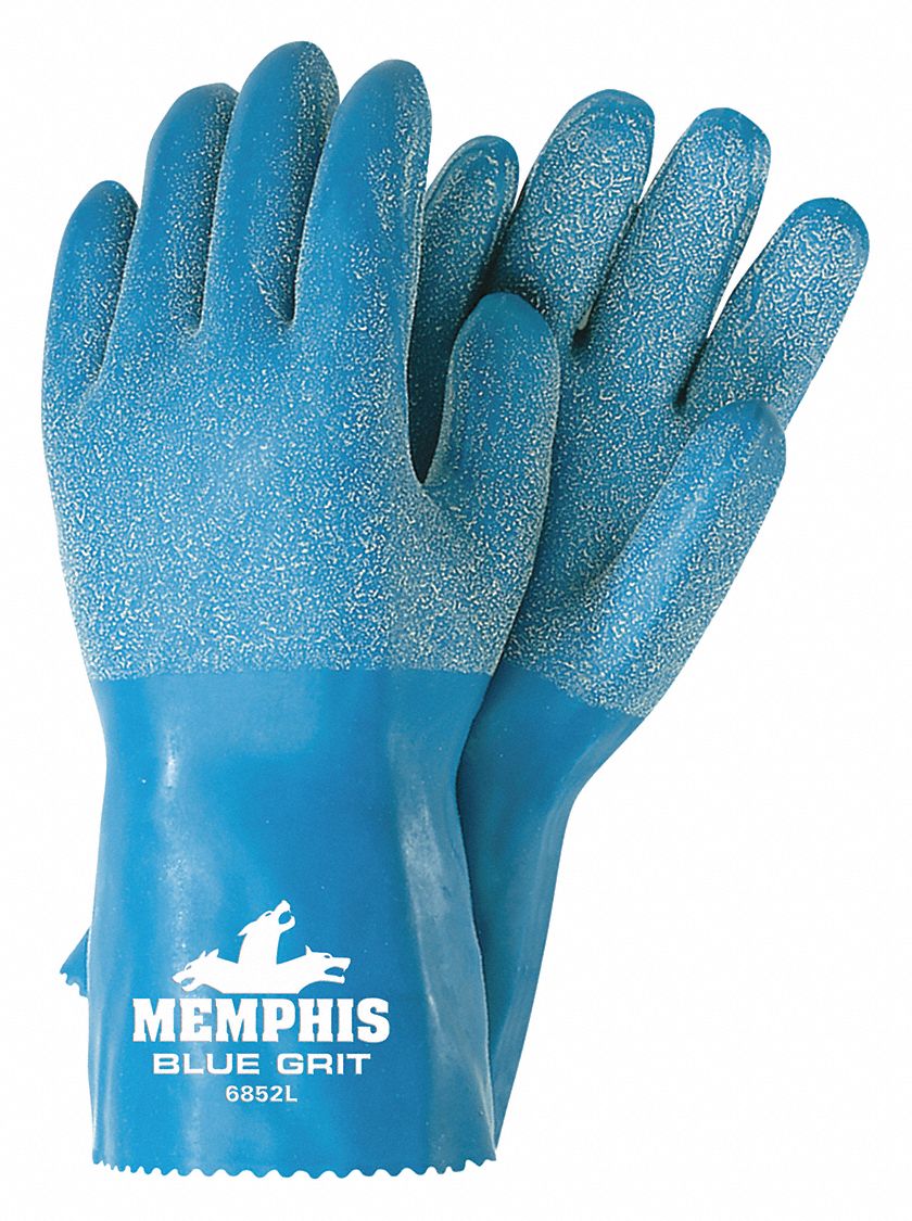 MCR SAFETY Coated Gloves 12 in Glove Lg, Grain, Blue, MCR Safety Blue