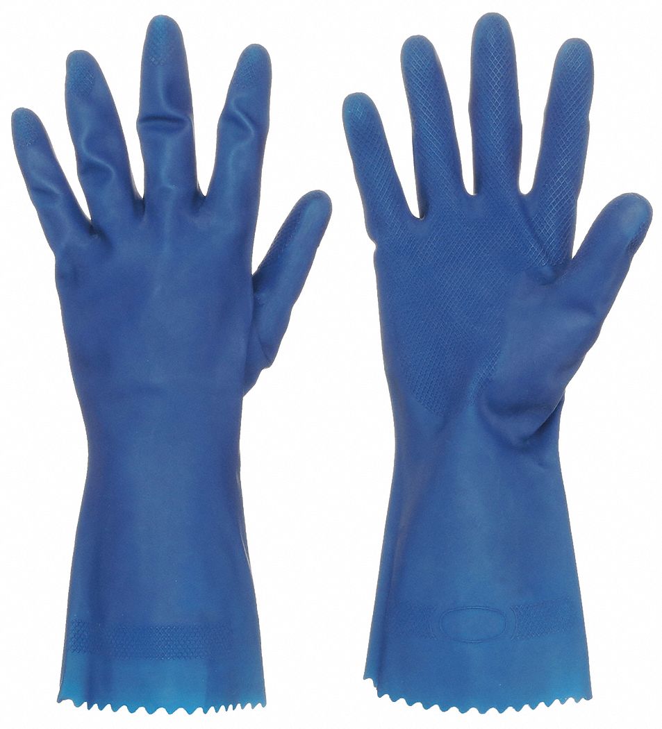 CHEMICAL RESISTANT GLOVES, 18 MIL, 12 IN LENGTH, DIAMOND, L, BLUE