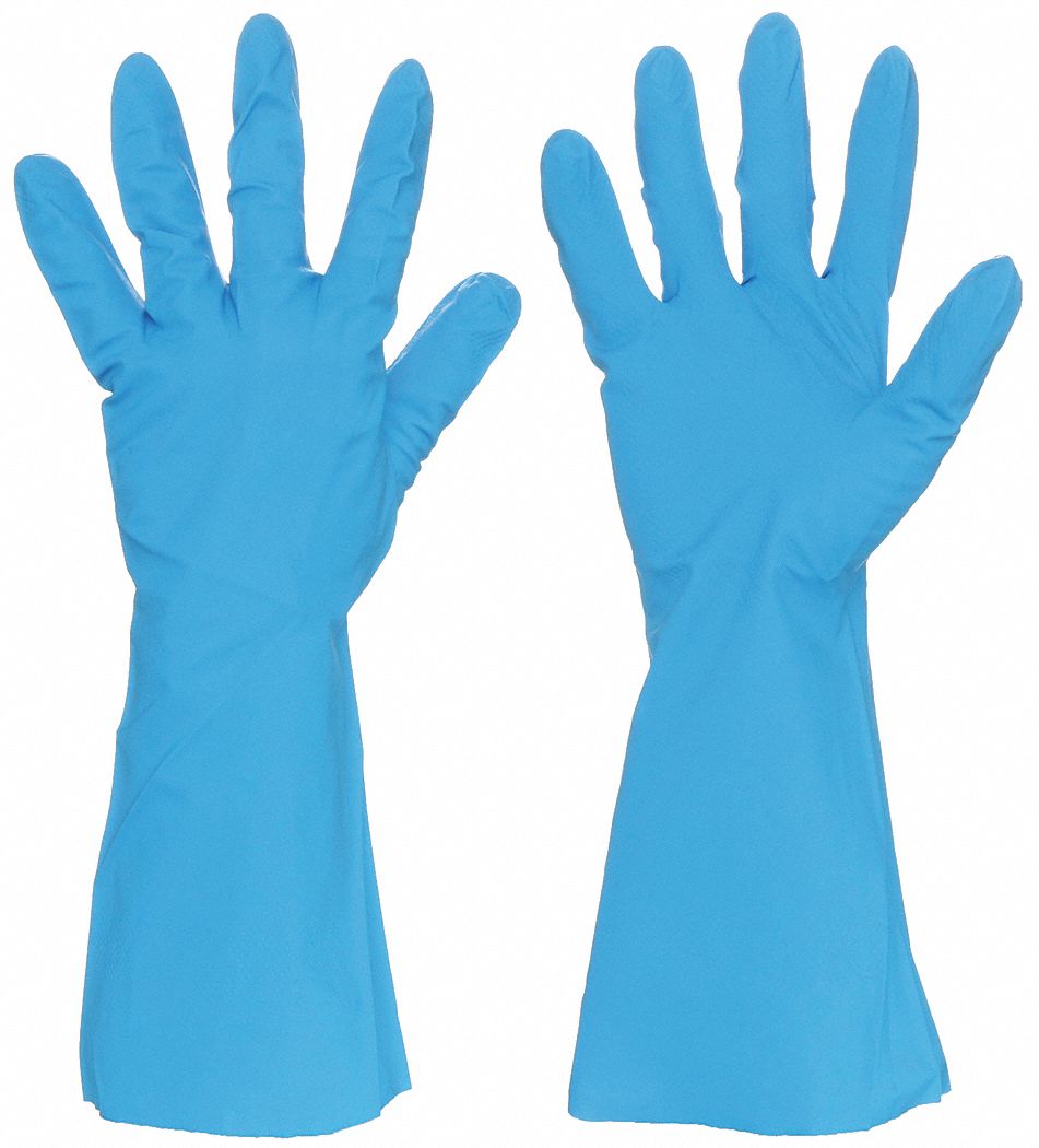 CHEMICAL RESISTANT GLOVES, 8 MIL, 13 IN LENGTH, DIAMOND, M, BLUE