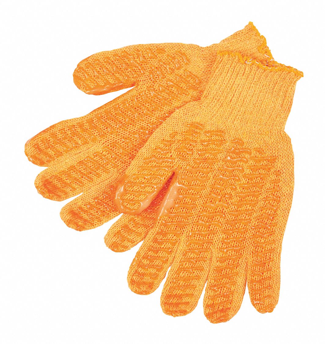 MCR SAFETY Knit Gloves, 91/2", L, Orange, PK12 48GH379675LM Grainger