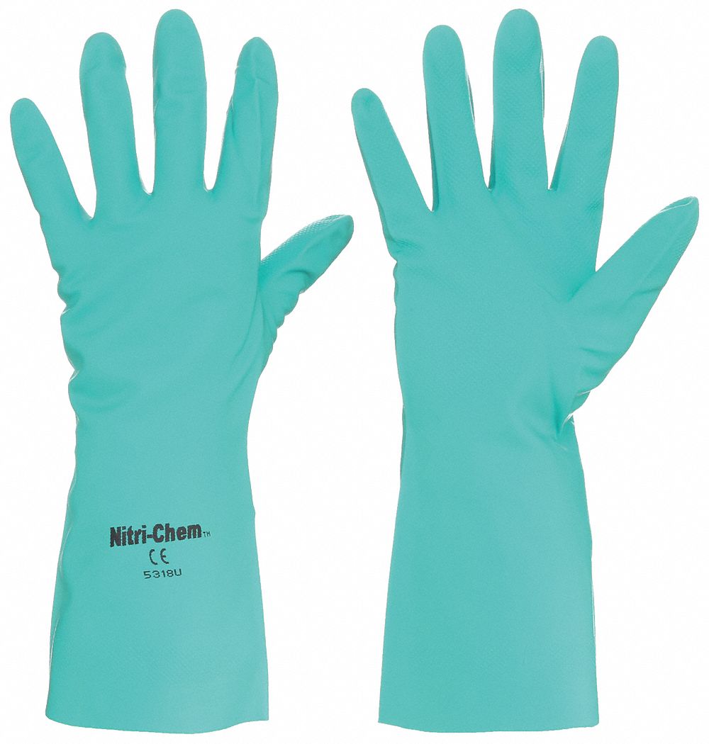 CHEMICAL RESISTANT GLOVES, 15 MIL, 13 IN LENGTH, DIAMOND, XS, GREEN, 12 PK