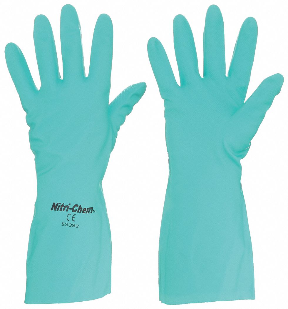 CHEMICAL RESISTANT GLOVES, 18 MIL, 13 IN LENGTH, DIAMOND, S, GREEN