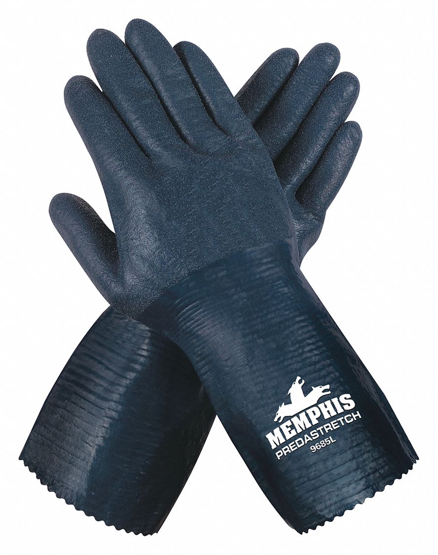 MCR SAFETY 13 Gauge Rough Nitrile Coated Gloves, Size S, Blue   48GJ96|9685S   