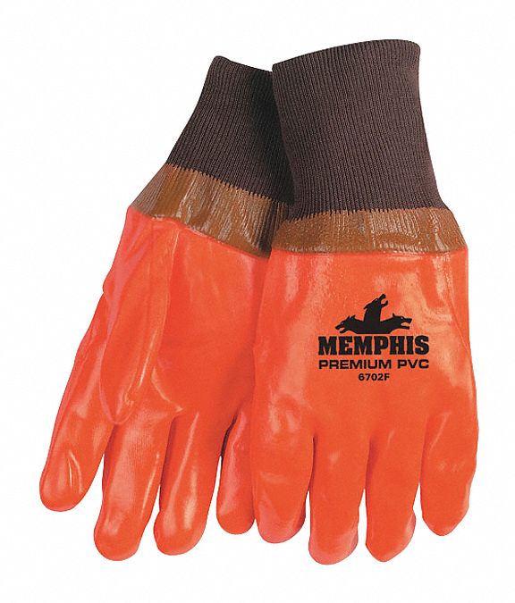 COATED GLOVES, BROWN, ORANGE, L, STANDARD WEIGHT, 11.5 IN LENGTH